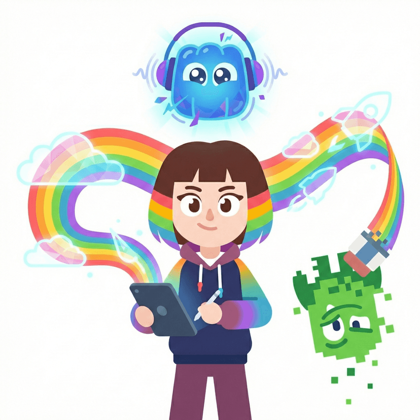 Luna creating with tablet - representing science-backed learning